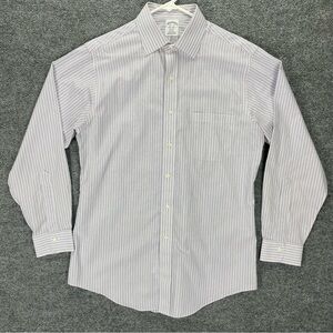 Brooks Brothers Mens Dress Shirt 15.5-33 Lavender Striped Supima Cotton Regent